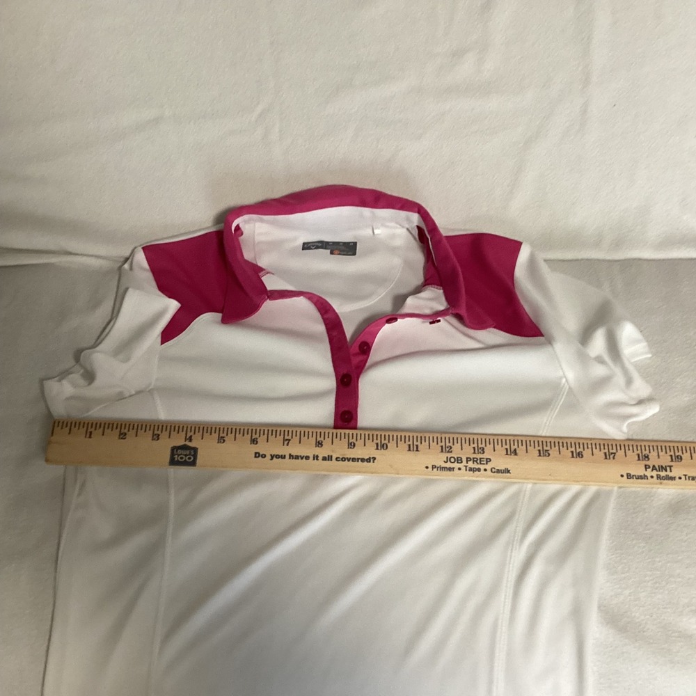 Callaway Womens Opti-Dri Golf Polo Shirt White Pink Colorblock Medium - Picture 4 of 7